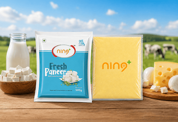 NINE+ flexible packaging for paneer and cheese dairy products