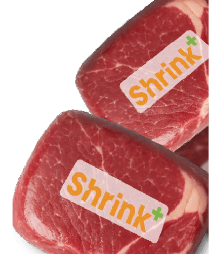 SHRINK+ shrink film wrapped raw steak cuts for meat packaging